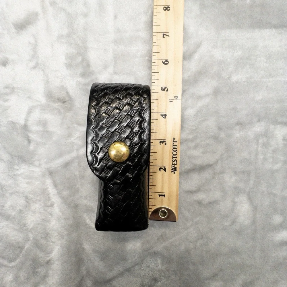 Boston Leather 5527 Black Basketweave Flashlight Mace Duty Belt Holster 5